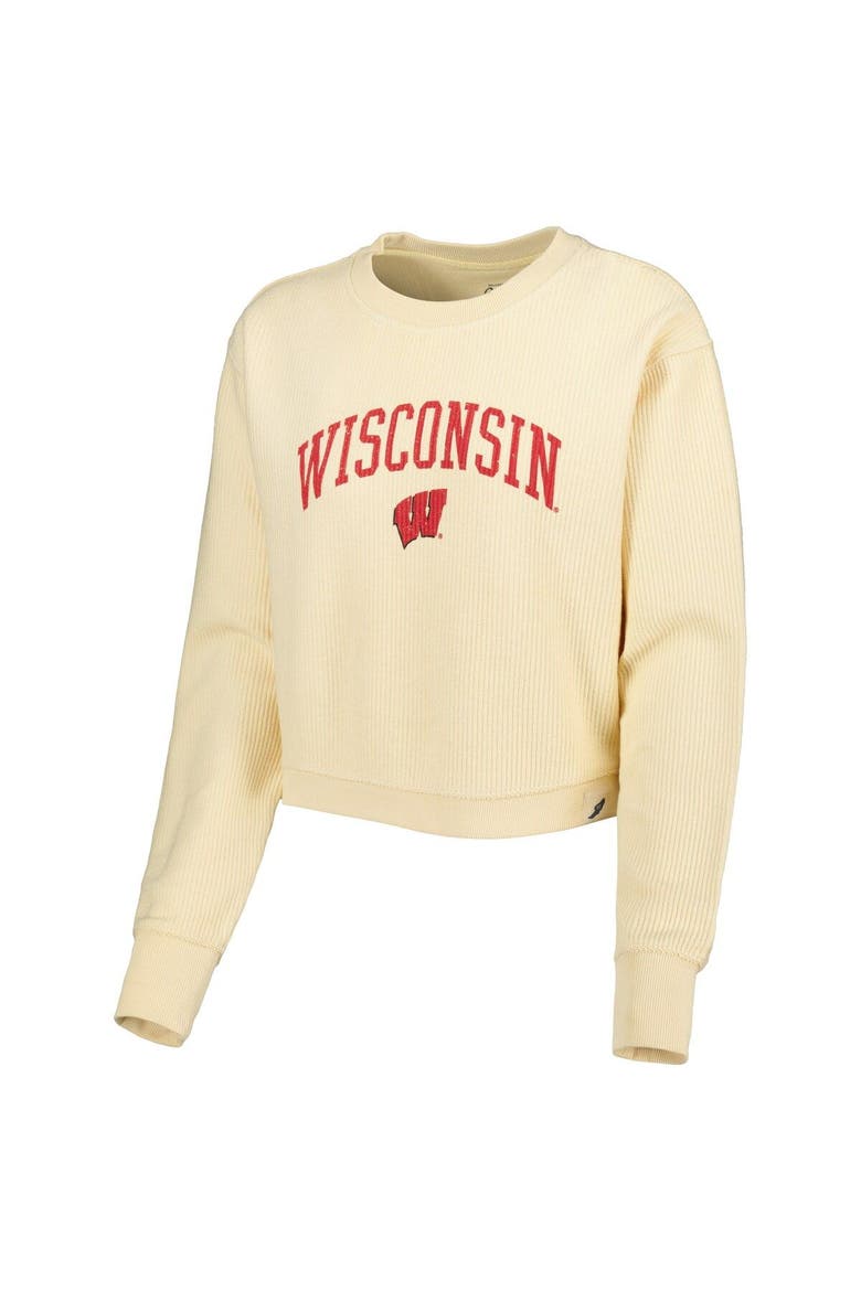Women's League Collegiate Wear Cream Wisconsin Badgers Classic Campus Corded Timber Sweatshirt, Alternate, color, Cream