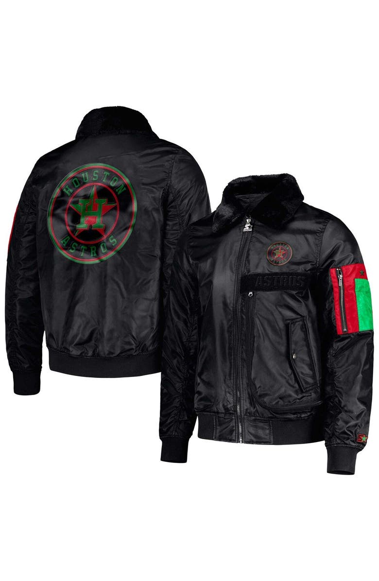 STARTER Men's Starter x Ty Mopkins Black Houston Astros Black History Month Satin Full-Zip Jacket, Main, color, Black