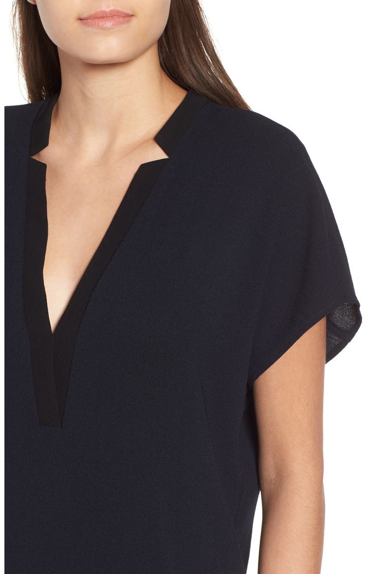 ASTR V-Neck Crepe Shift Dress, Alternate, color, BLUE