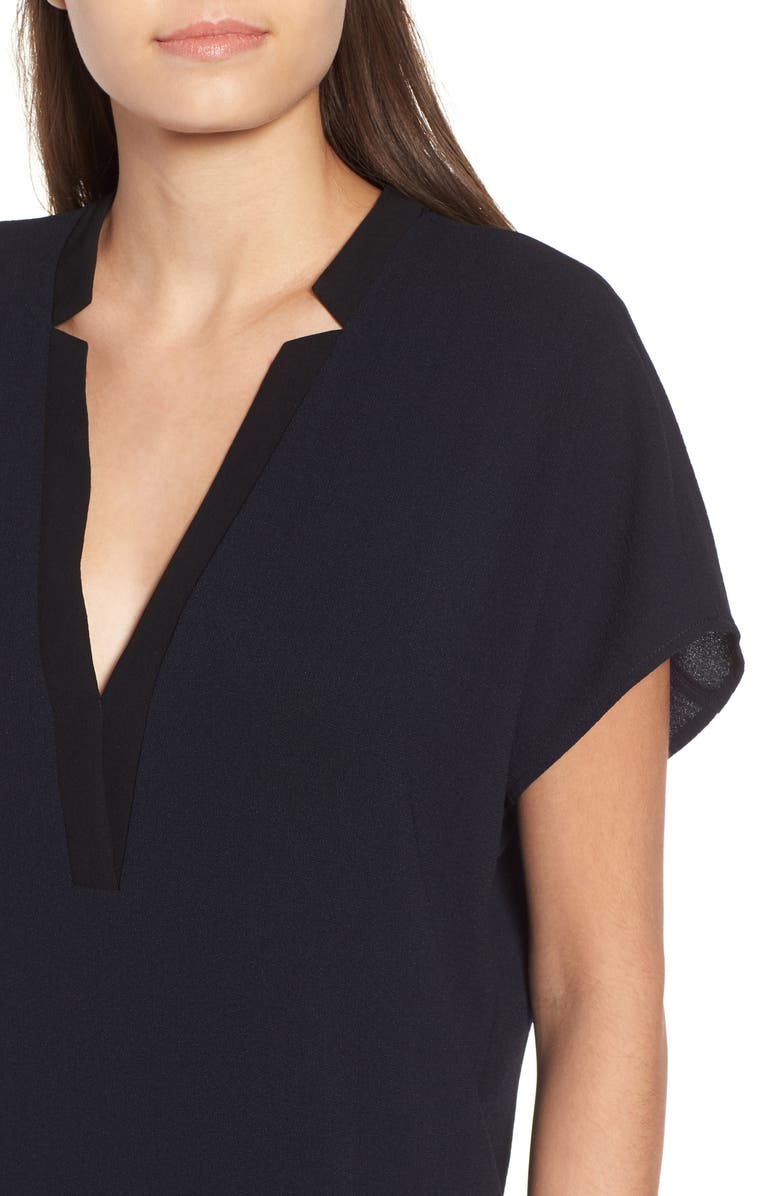 ASTR the Label ASTR V-Neck Crepe Shift Dress, Alternate, color, Blue