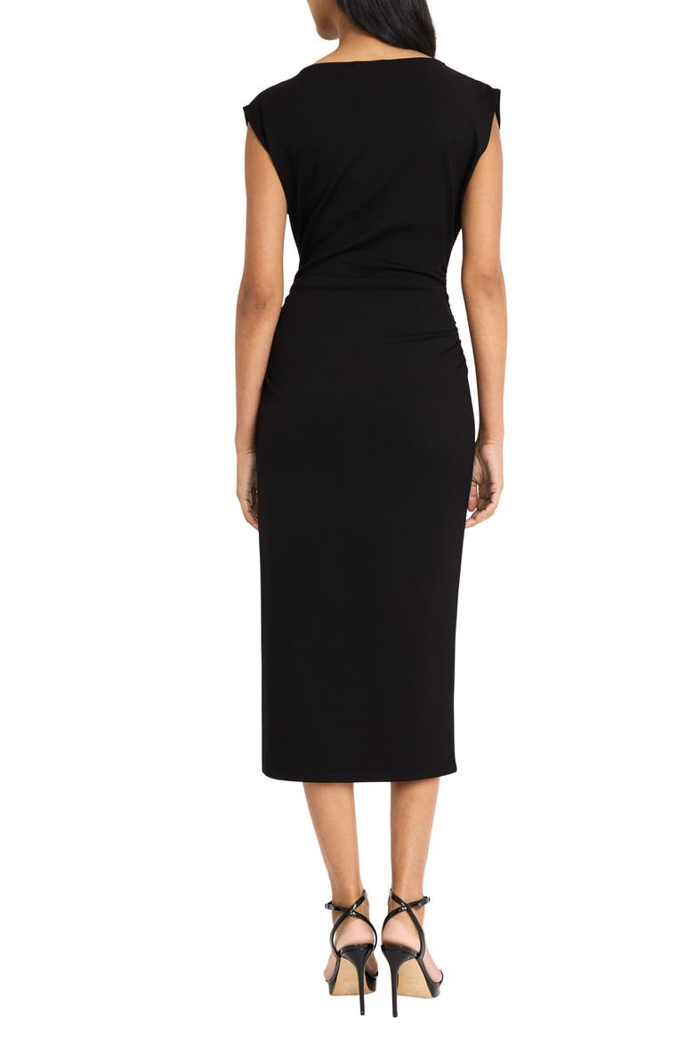 Ruched Cap Sleeve Dress, Alternate, color, BLACK
