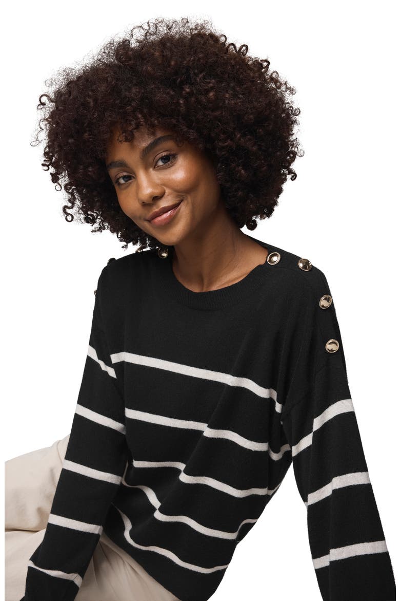 Stephanie Stripe Sweater, Alternate, color, BLACK/ PALE OAK