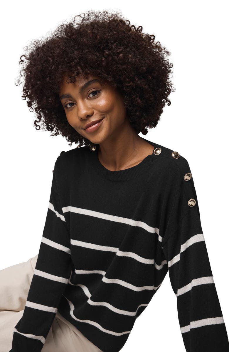 Splendid Stephanie Stripe Sweater, Alternate, color, Black/ Pale Oak