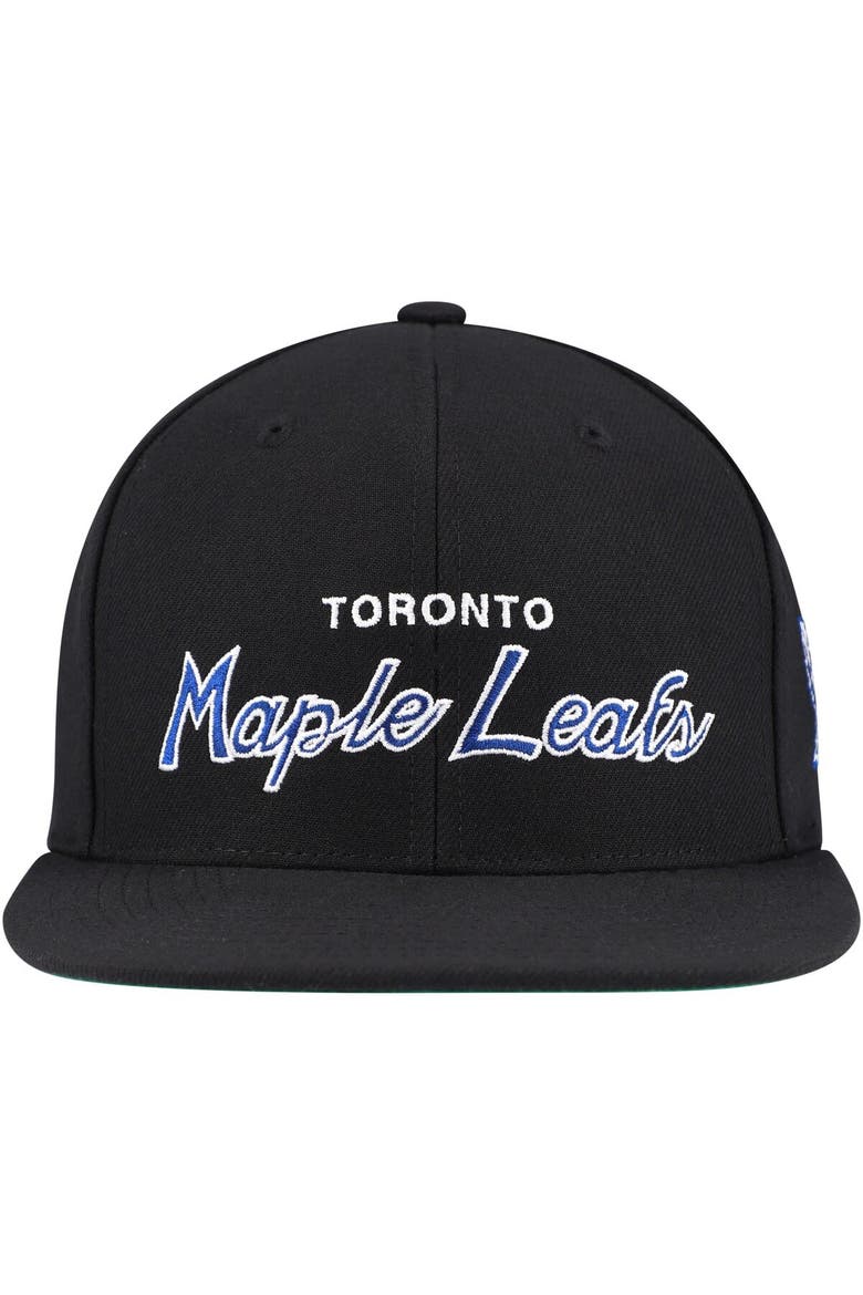 Men's Mitchell & Ness Black Toronto Maple Leafs Core Team Script 2.0 Snapback Hat, Alternate, color, Black