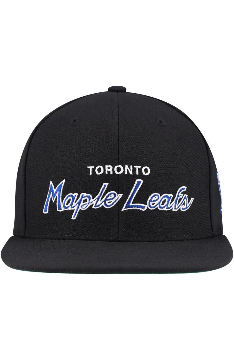 Mitchell & Ness Men's Mitchell & Ness Black Toronto Maple Leafs Core Team Script 2.0 Snapback Hat, Alternate, color, 