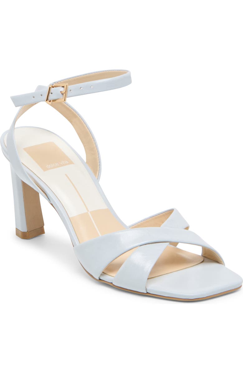 Dolce Vita Gwin Ankle Strap Sandal, Main, color, Light Blue Crinkle Patent