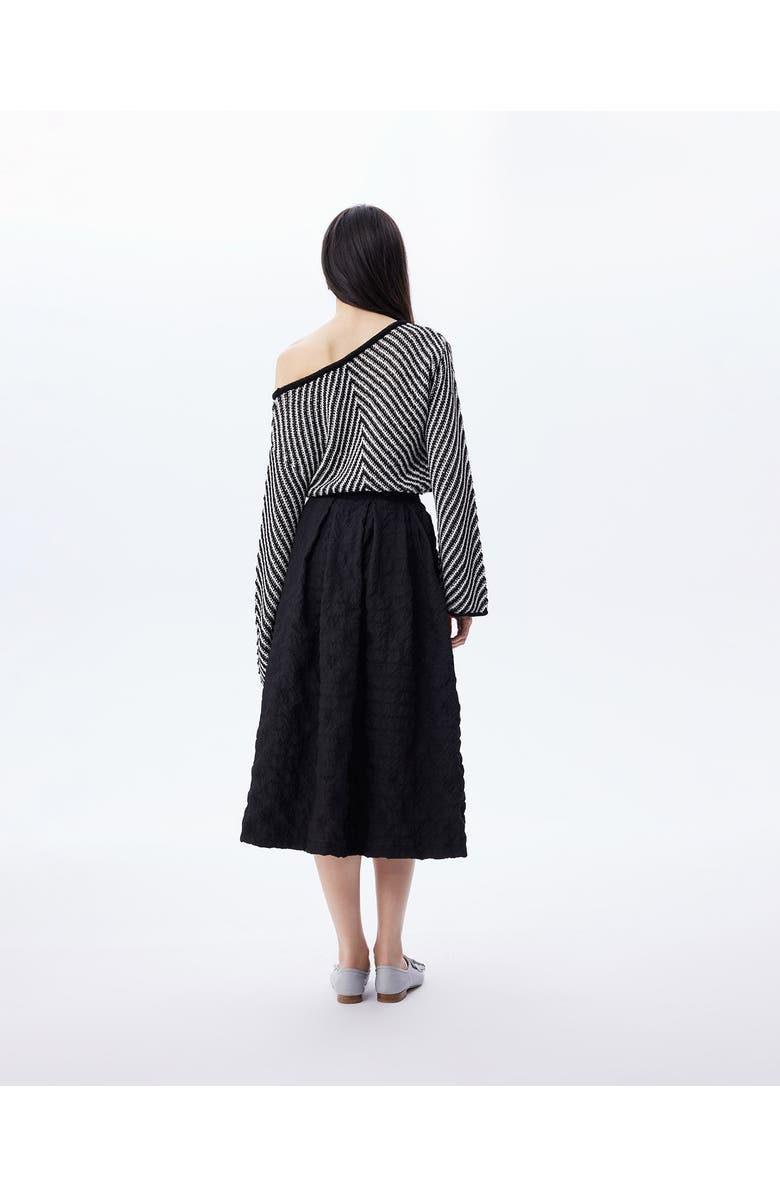 THEO The Label Calypso Pleated Midi Plaid Skirt, Alternate, color, Black