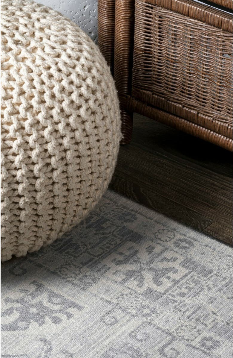 JONATHAN Y Modern Persian Vintage Medallion Area Rug, Alternate, color, Light Grey