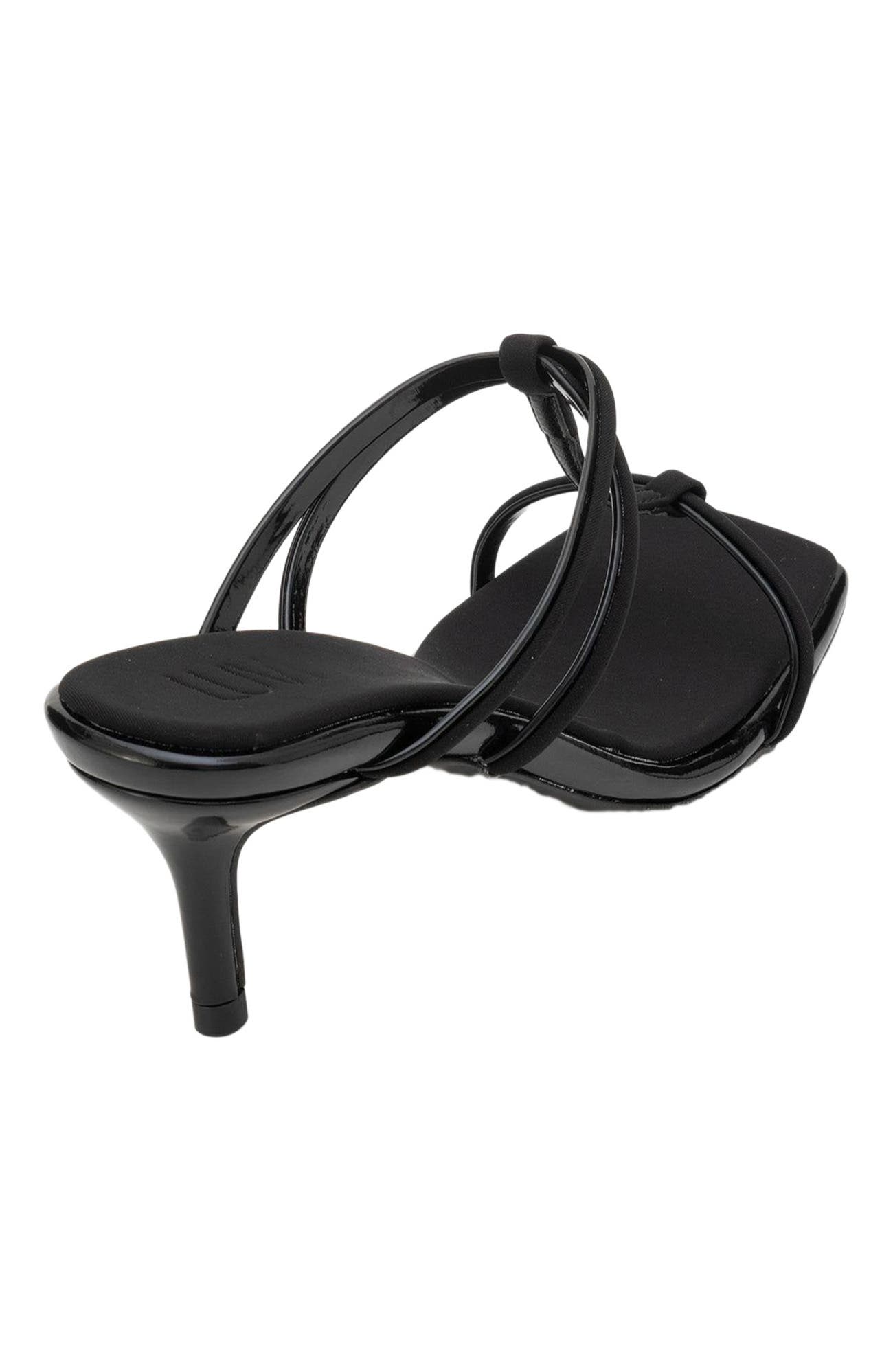 Prologue Shoes Mocha Strap Heel Sandal, Alternate, color, Black Faux Leather