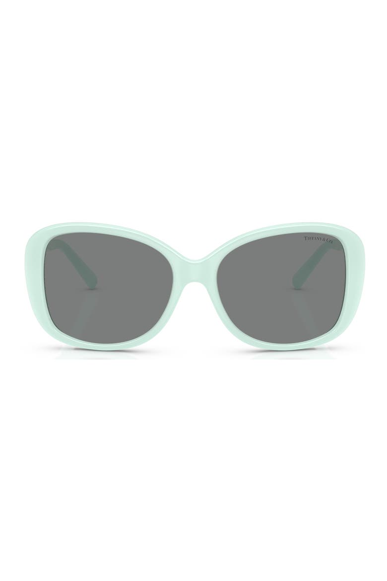 56mm Pillow Sunglasses, Main, color, TIFFANY BLUE / DARK GREY