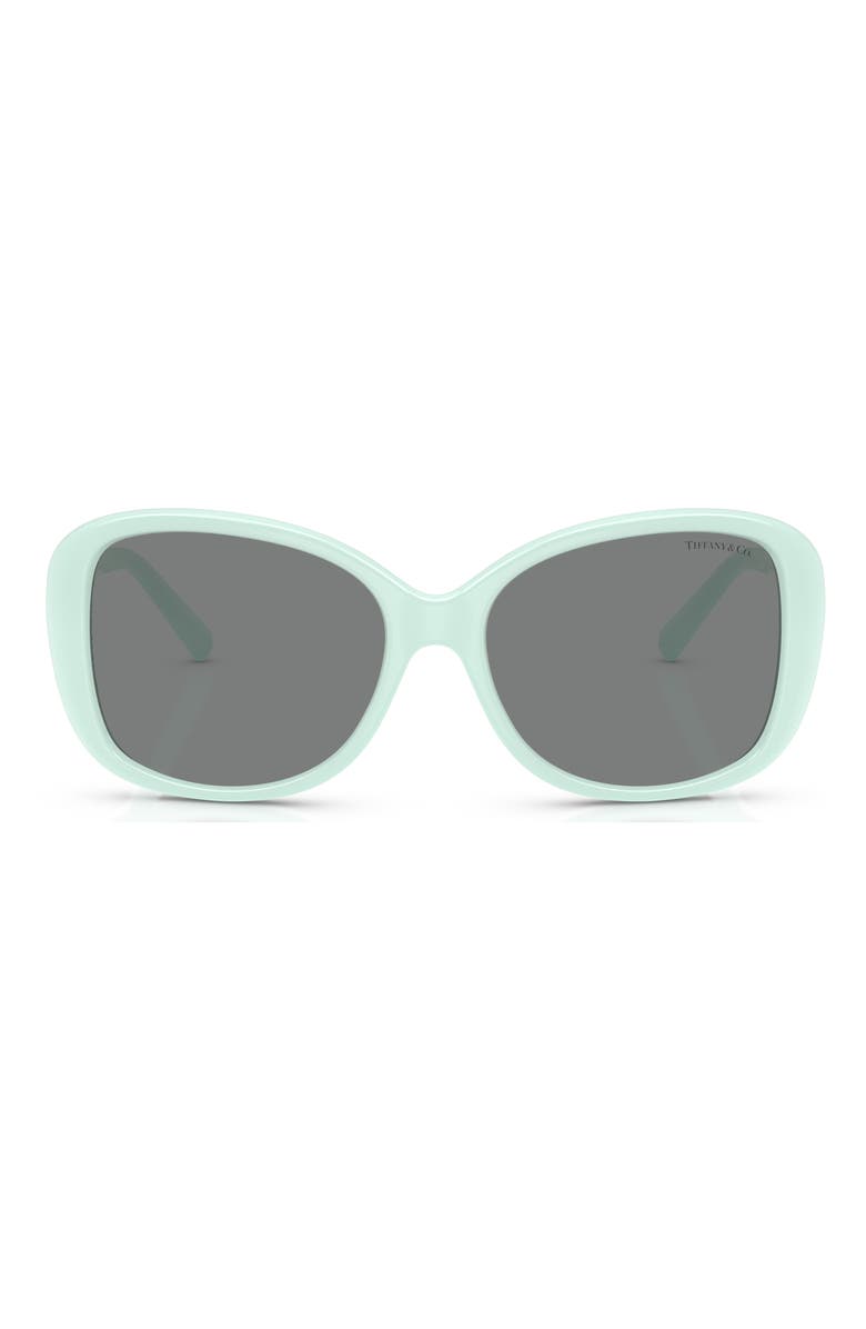 Tiffany & Co. 56mm Pillow Sunglasses, Main, color, Tiffany Blue / Dark Grey
