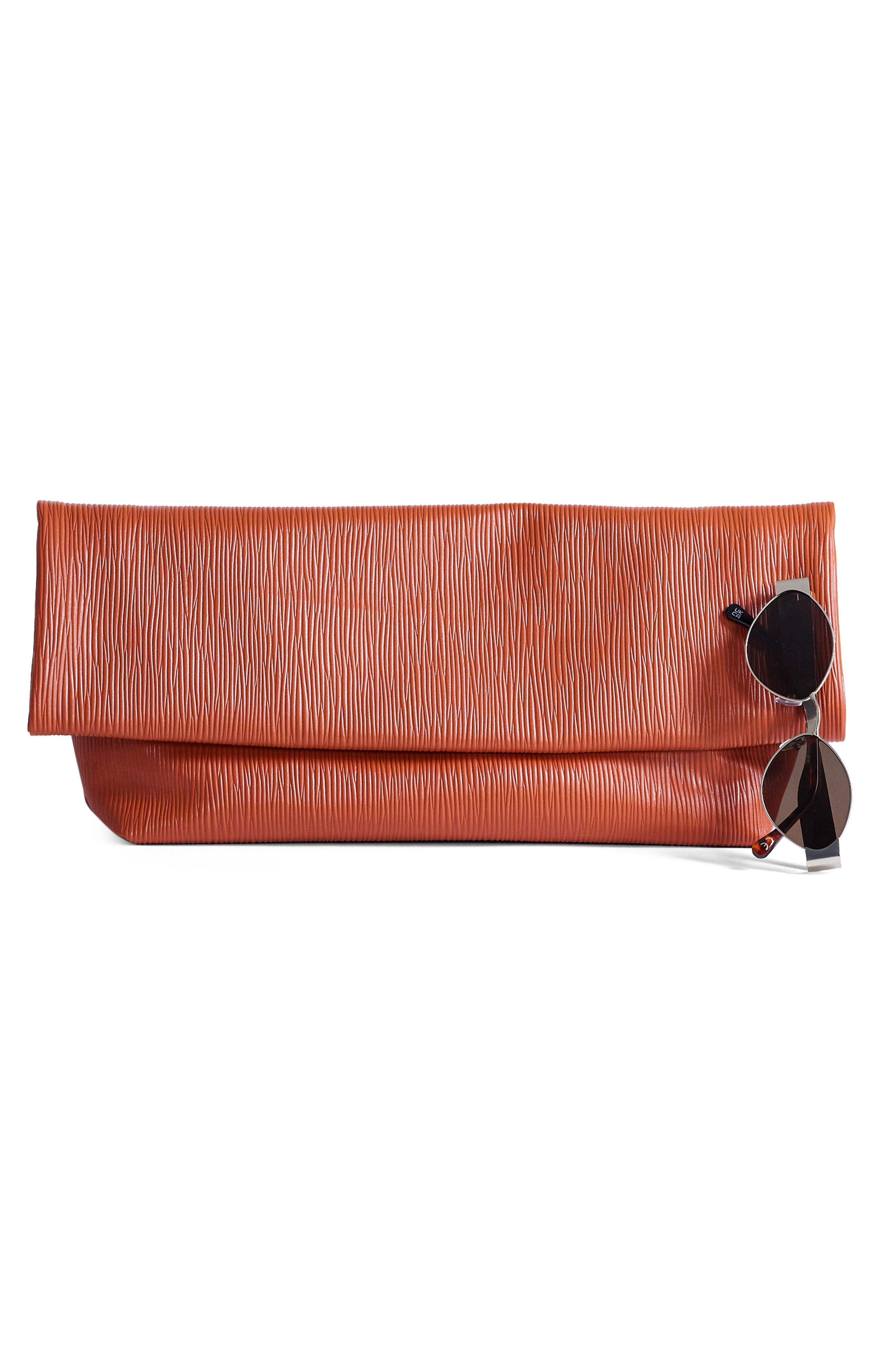 Topshop George Faux Leather Clutch, Alternate, color, 