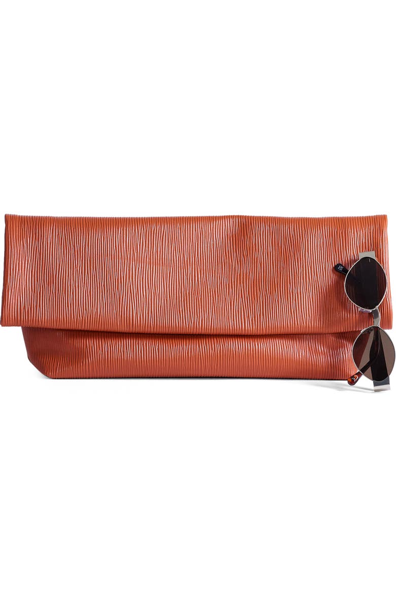 Topshop George Faux Leather Clutch, Alternate, color,