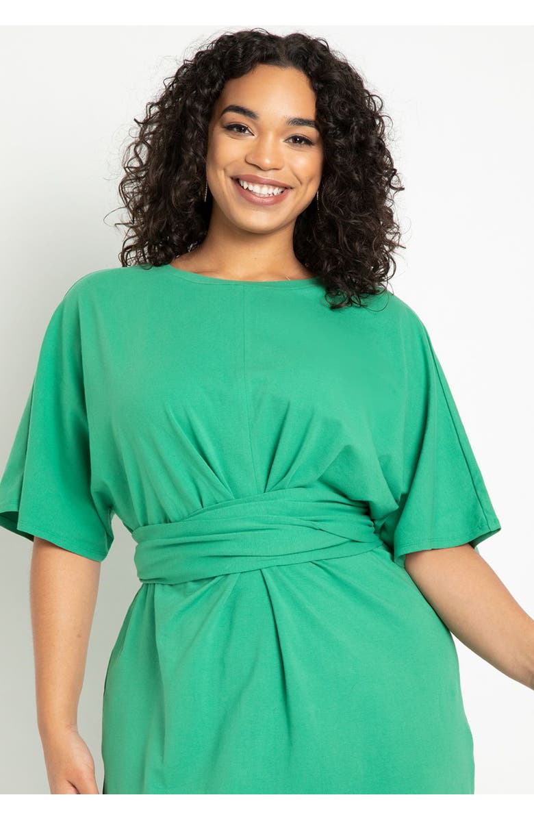 ELOQUII Cross Front Flutter Sleeve Dress, Alternate, color, Cobalt