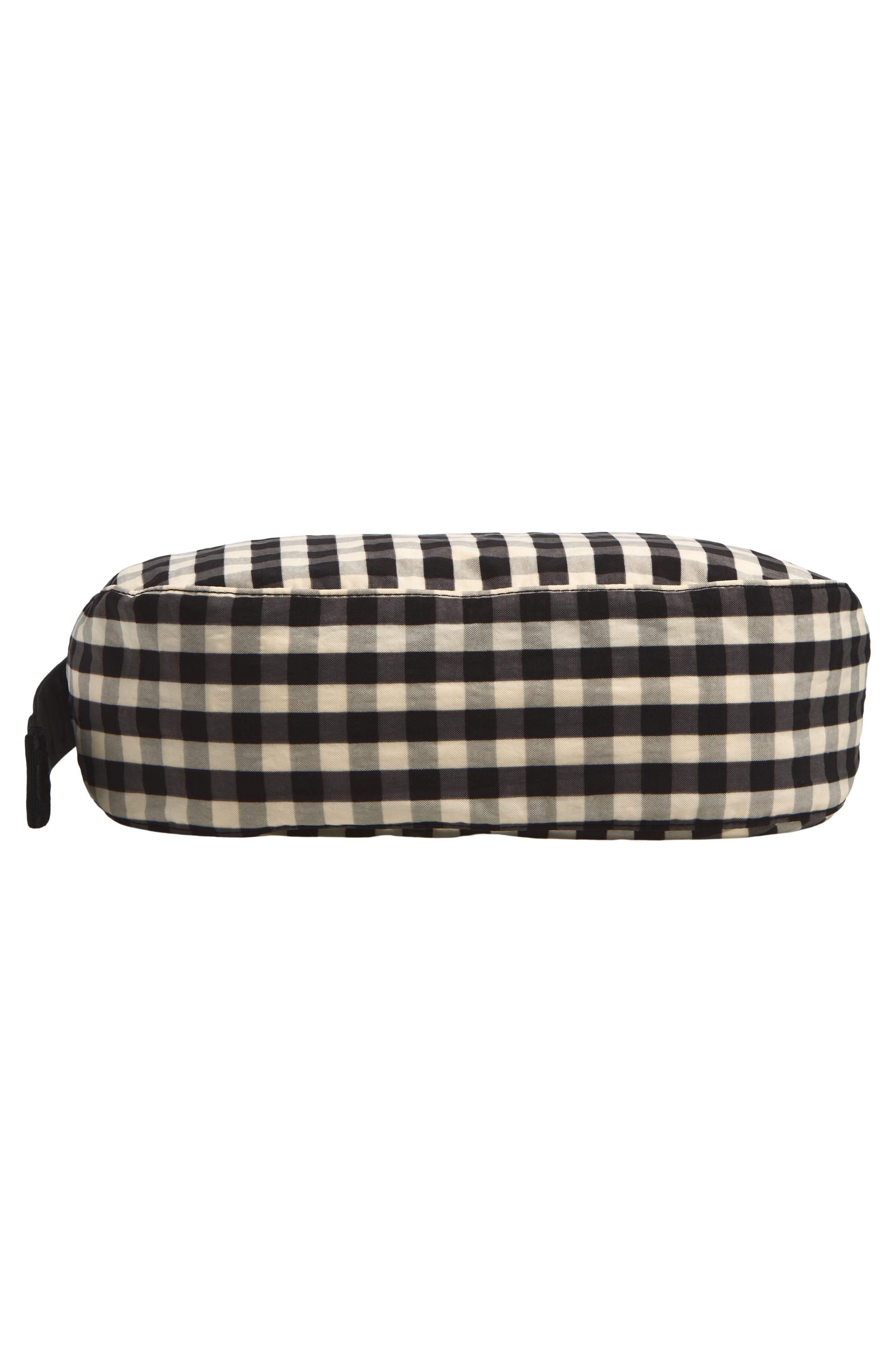 Medium Crescent Recycled Nylon Crossbody Bag, Alternate, color, BLACK AND CREAM GINGHAM