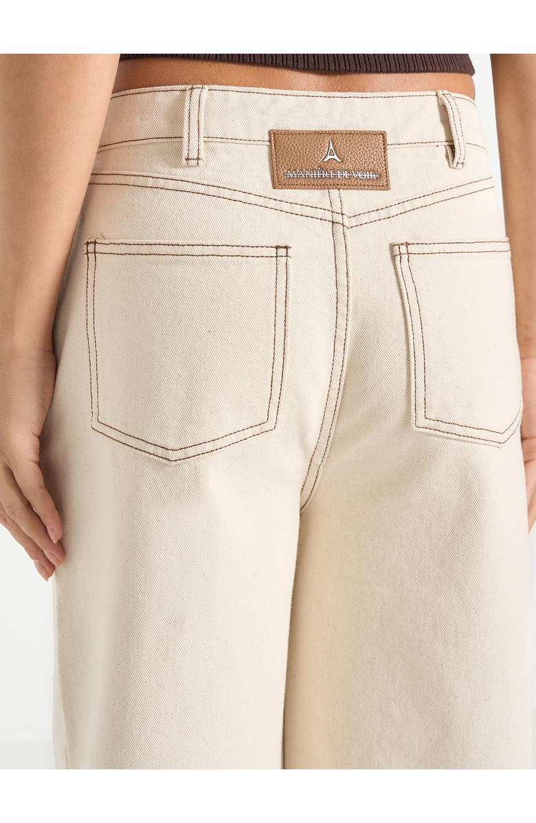 Manière De Voir Faye Wide Leg Jeans With Tie Waist, Alternate, color, Cream