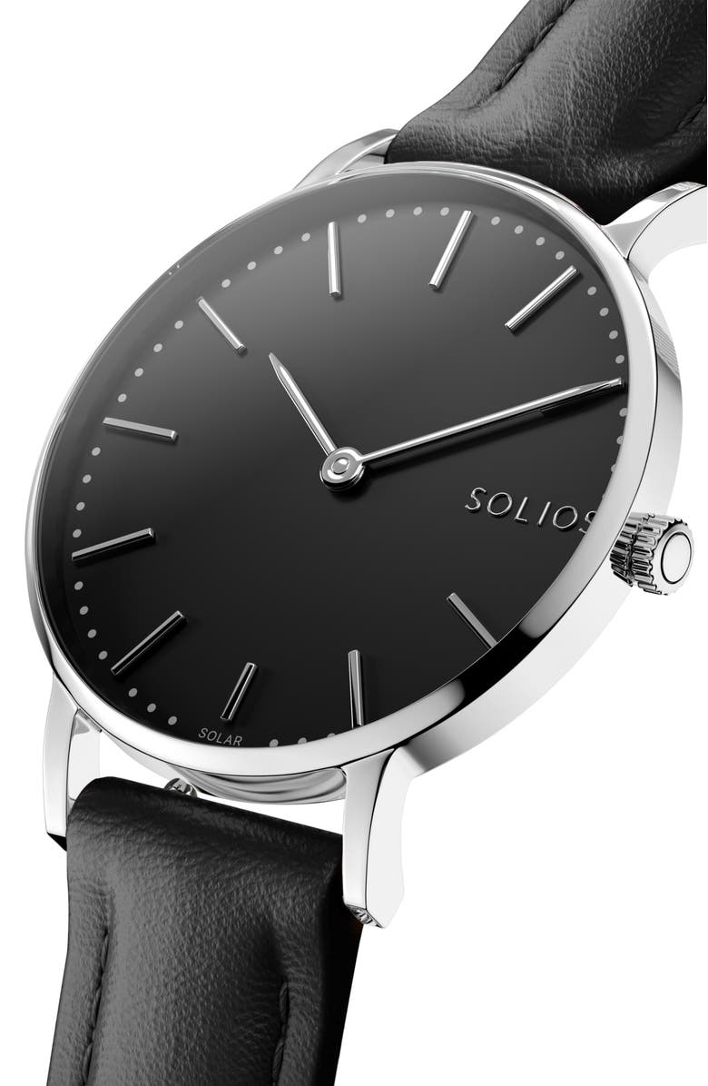 Solios Watches The Solar Classic Bundle | Black Dial - Silver Case, Alternate, color, 