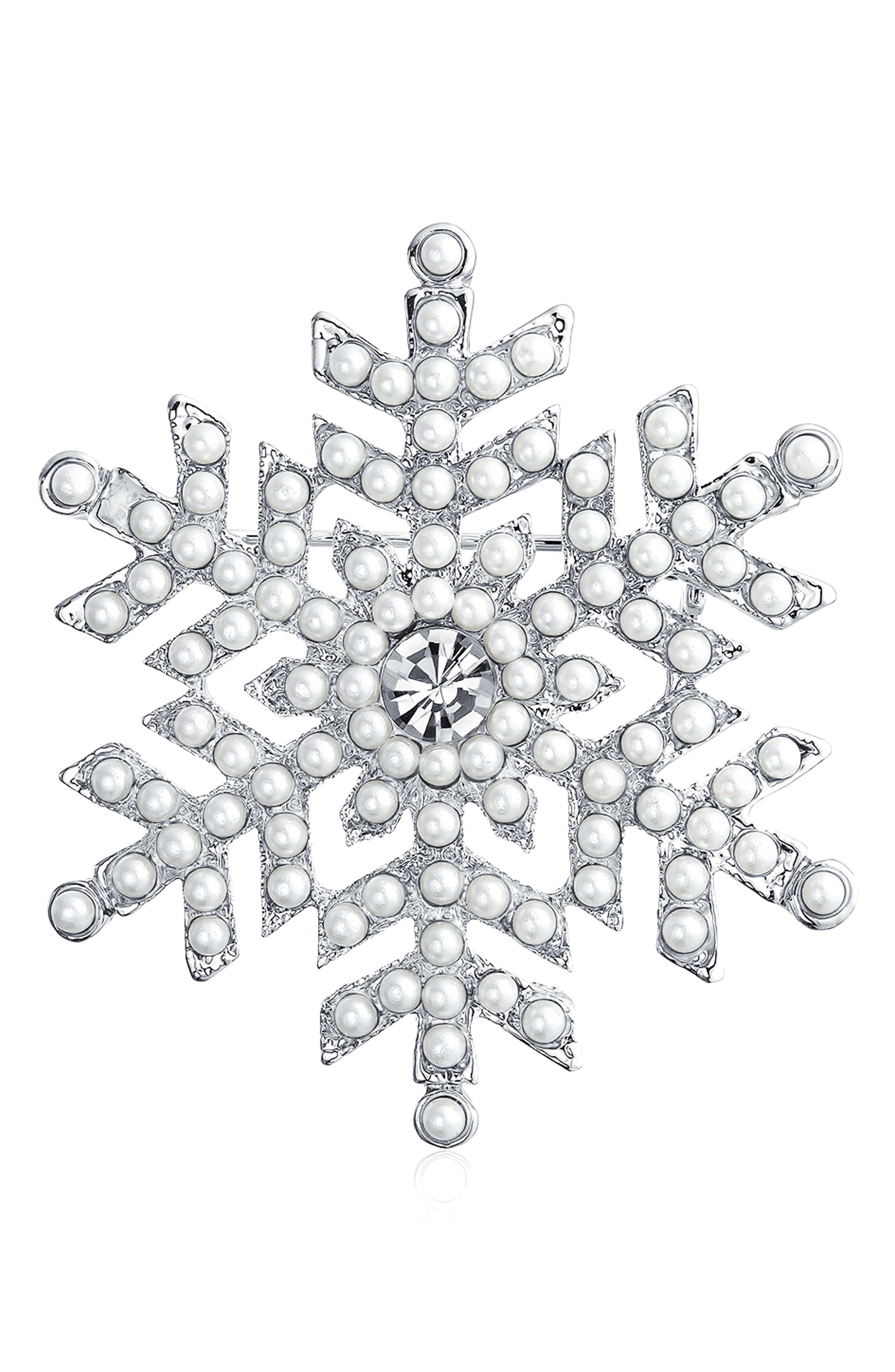 BLING JEWELRY Crystal Snowflake Brooch