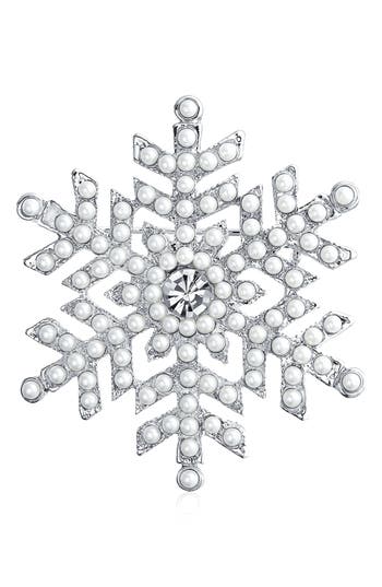 Bling Jewelry Crystal Snowflake Brooch In Metallic