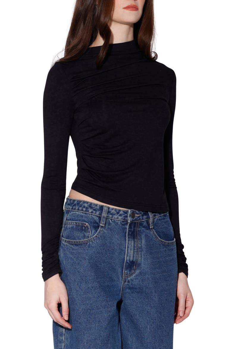 Celia Ruched Long Sleeve Top, Alternate, color, BLACK