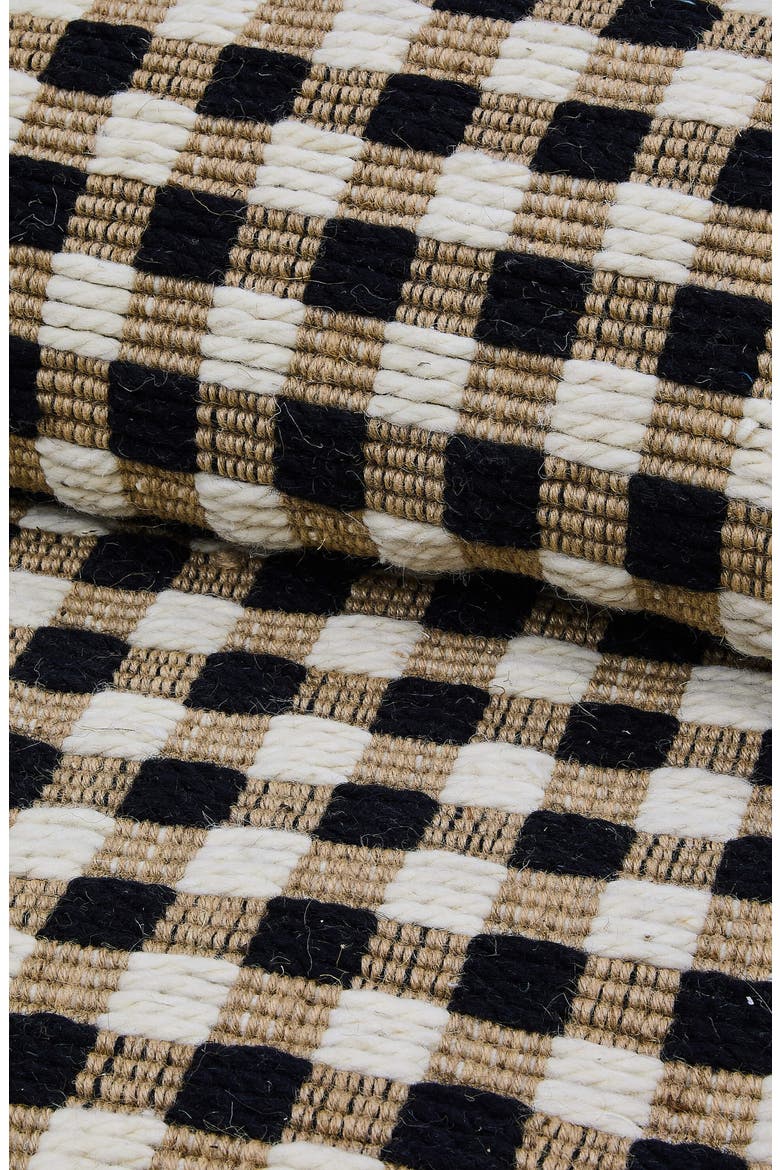 Natural Black & White Checked Runner, Alternate, color, BEIGE