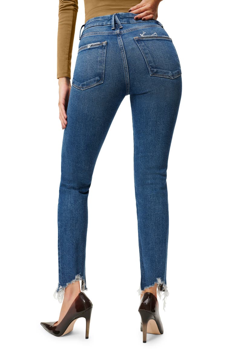 Good Legs High Waist Chew Hem Ankle Cigarette Jeans, Alternate, color, BLUE842