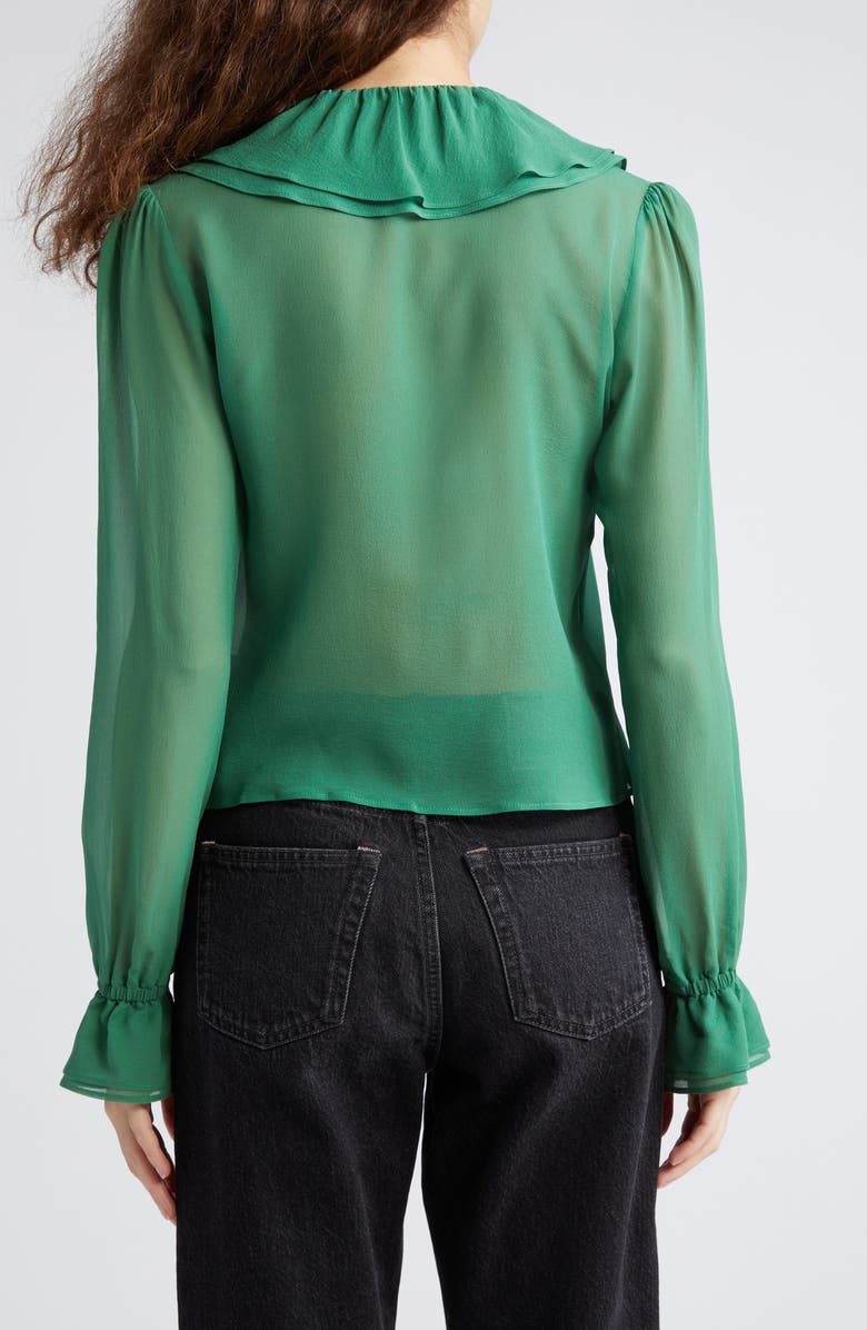 Bode Flounce Ruffle Long Sleeve Silk Top, Alternate, color, 