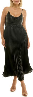 Nicole Miller Pleated Metallic Midi Dress