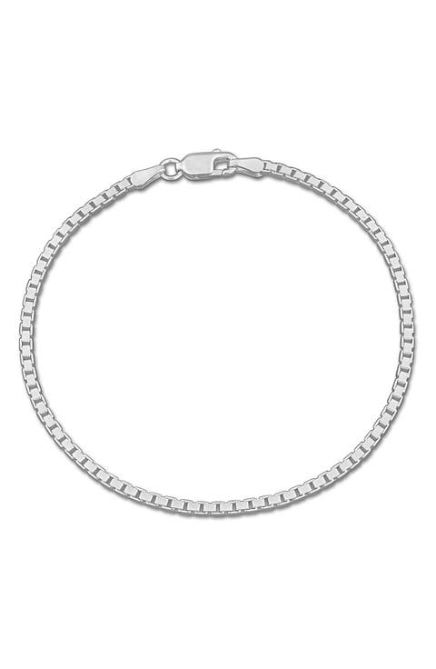 Round Box Link Chain Bracelet, 1.90mm