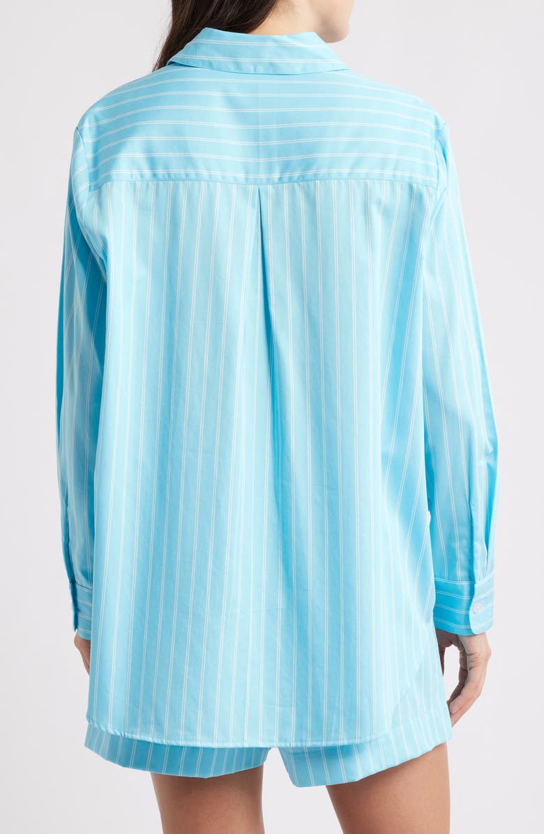 French Connection Alexis Stripe Poplin Shirt, Alternate, color, 40-Blue Lagoon