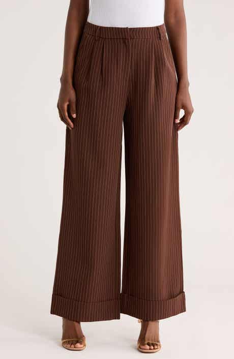 AREA STARS Quinn Pinstripe Cuffed Wide Leg Pants