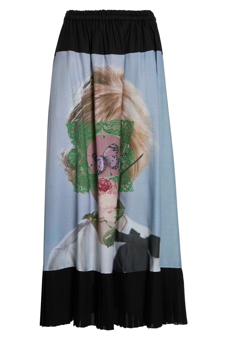 Printed Cotton Blend Skirt, Main, color, BLACK