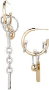 Justine Clenquet Iris Mismatched Two-Tone Hoop Charm Earrings