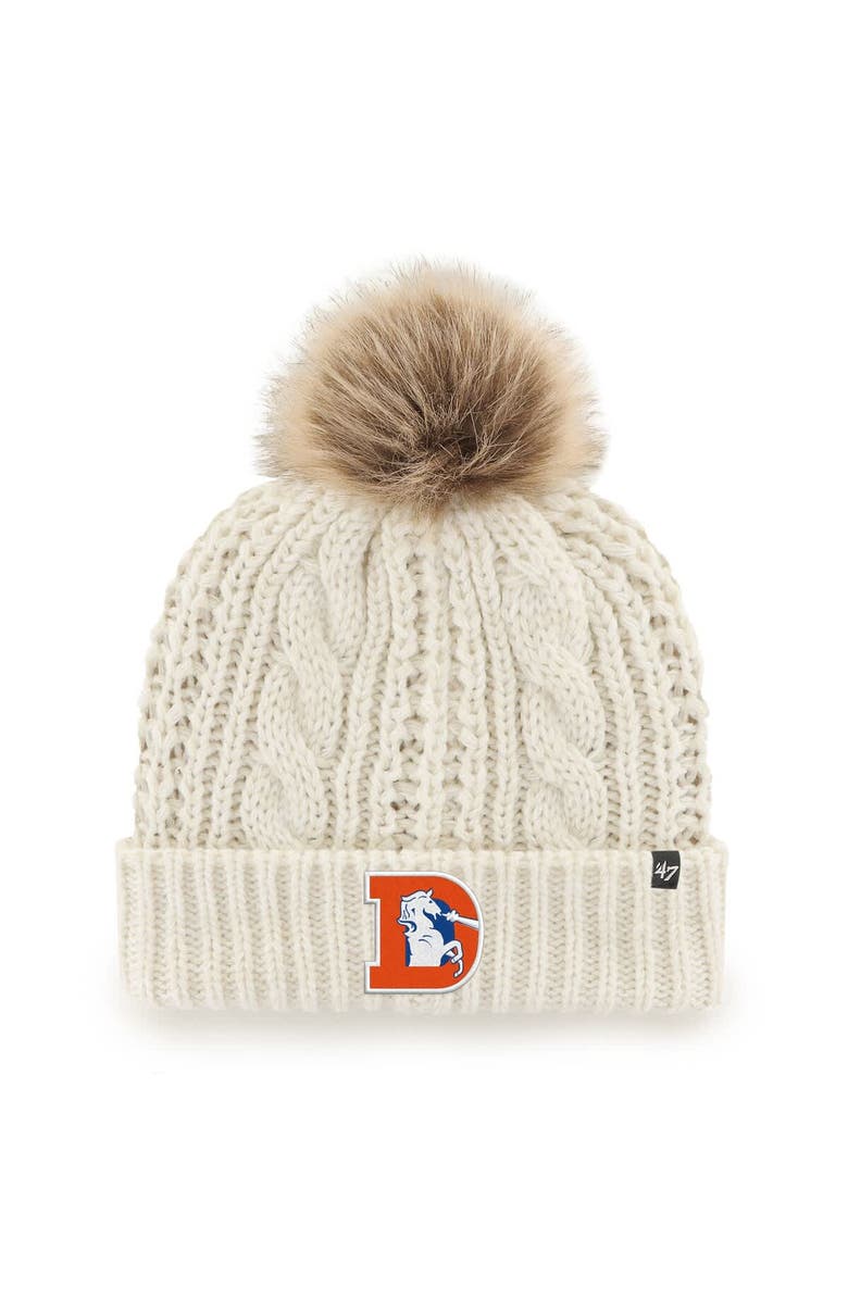 '47 Women's '47 White Denver Broncos Meeko Cuffed Knit Hat with Pom, Main, color, White