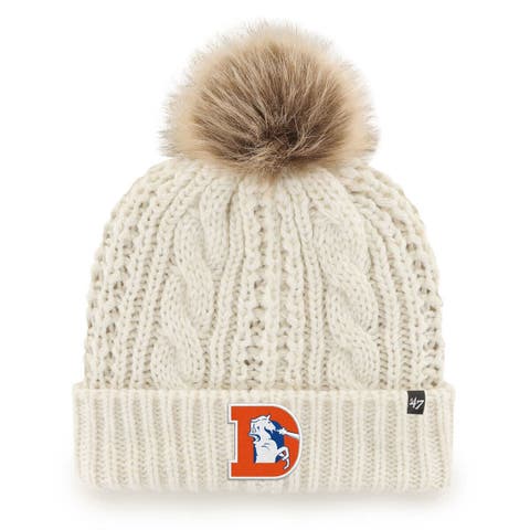 Women's '47  White Denver Broncos Meeko Cuffed Knit Hat with Pom