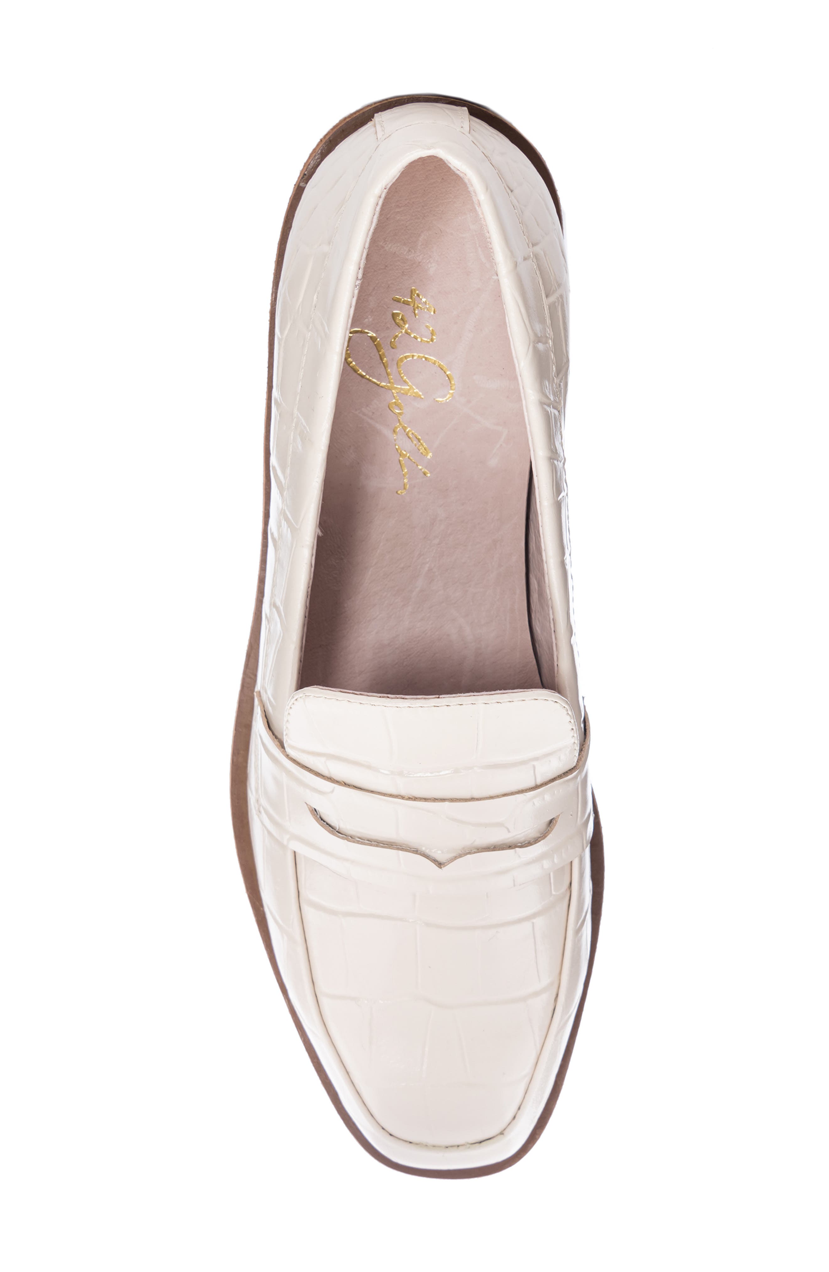 42 Gold Yasmeen Croc Embossed Penny Loafer, Alternate, color, 