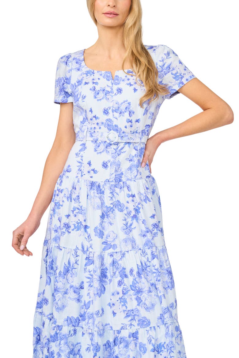 Floral Print Notched Neck Tiered Maxi Dress, Alternate, color, FRSHLAVENDER
