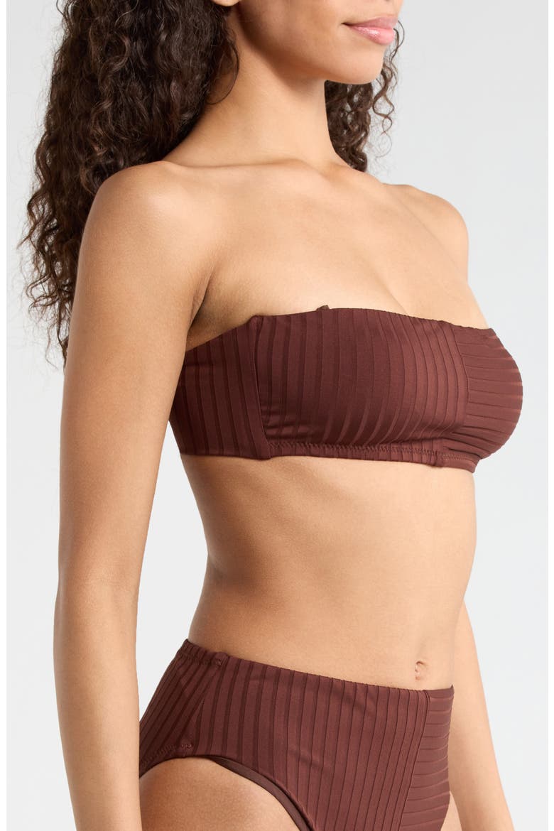 Bandeau Rib Bikini Top, Alternate, color, ESPRESSO