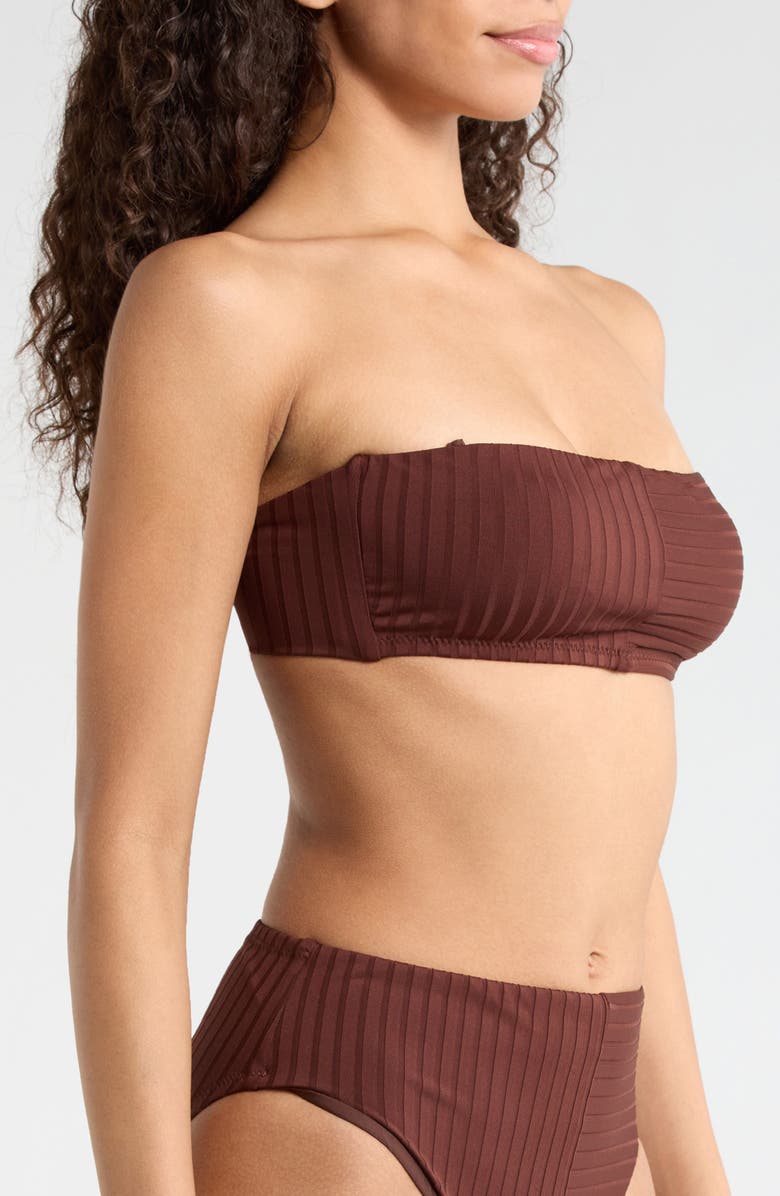 Sanctuary Bandeau Rib Bikini Top, Alternate, color, Espresso