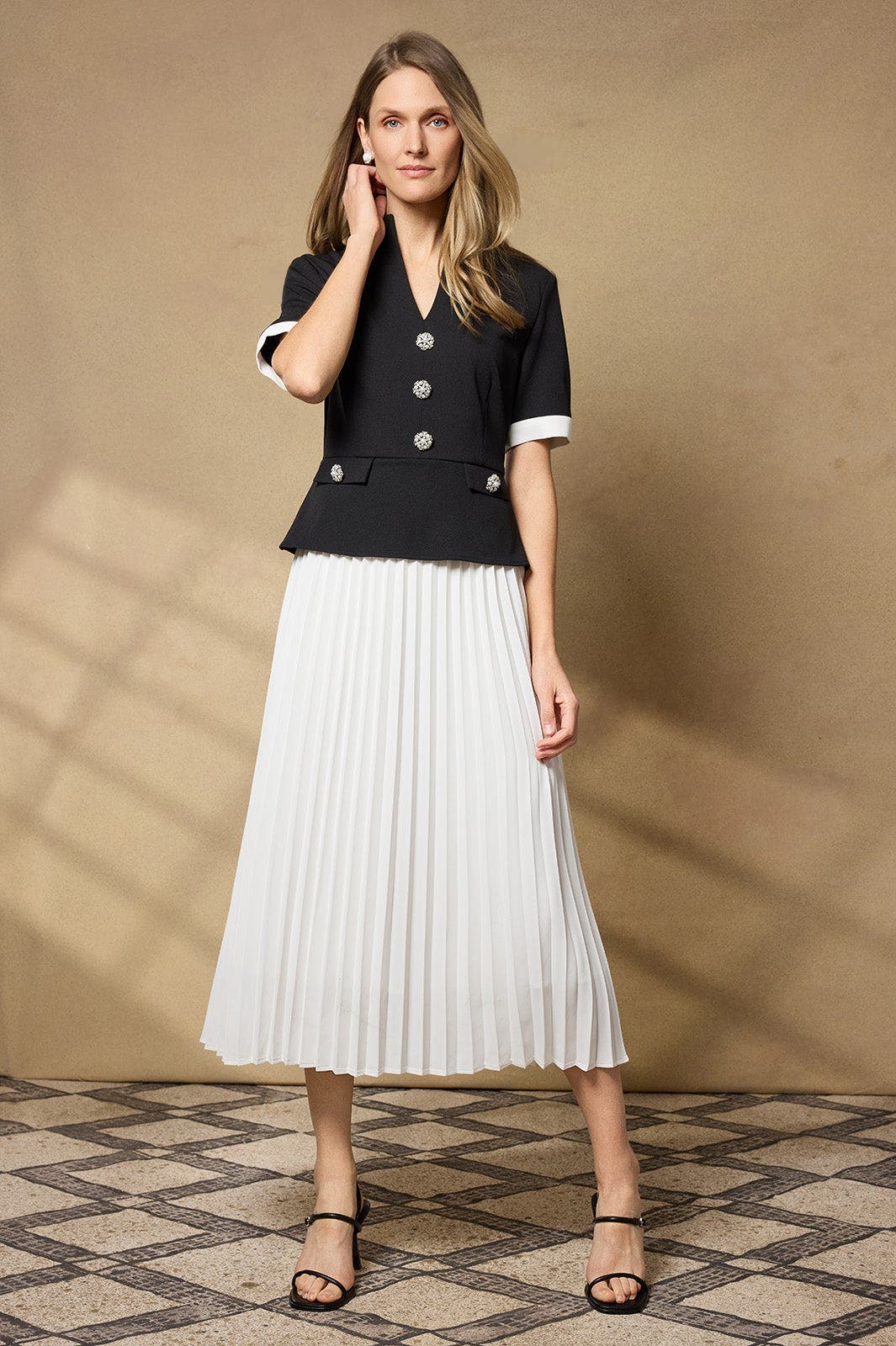Noelle Pleated Crepe Maxi Dress - image 2