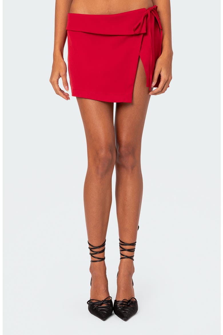Selena Asymmetric Wrap Miniskirt, Main, color, RED