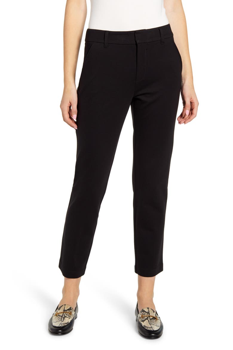 'Ab'Solution High Waist Crop Trousers (Nordstrom Exclusive), Main, color, BLACK