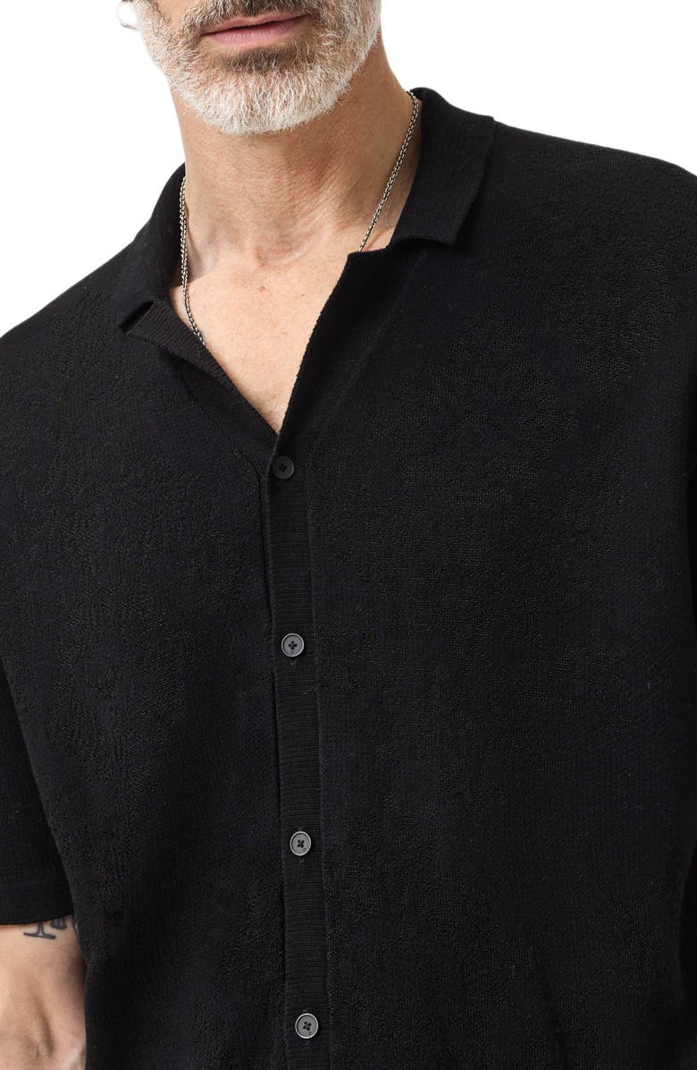 John Varvatos Arlon Paisley Sheen Camp Shirt, Alternate, color, Black