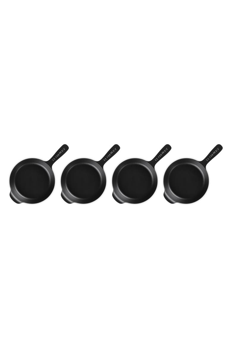 Gourmand Set of 4 1/3-Quart Enamel Cast Iron Skillet, Alternate, color, MATTE BLACK