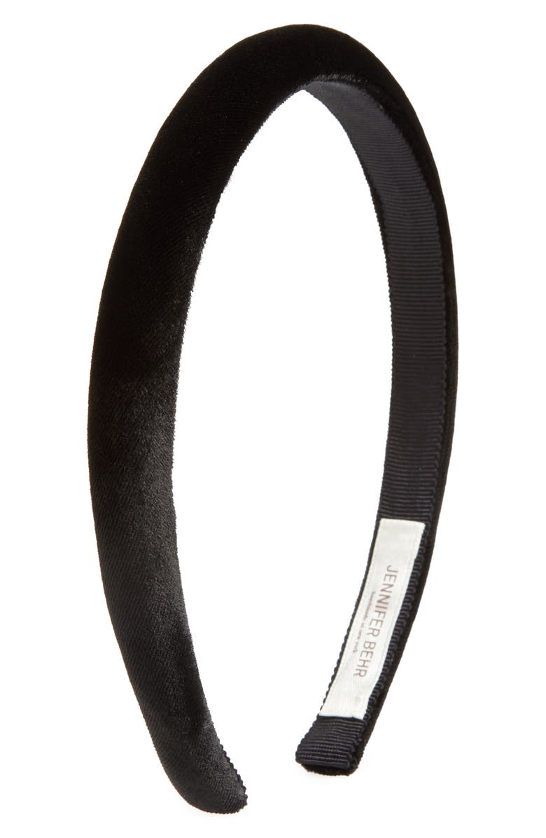Jennifer Behr Tianna Silk Velvet Headband, Main, color, Black