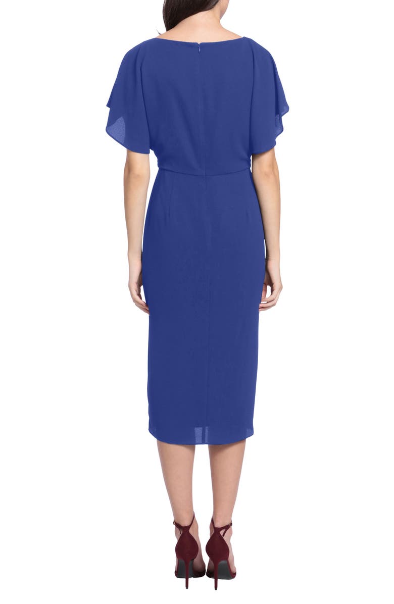 Maggy London Flutter Sleeve Midi Dress, Alternate, color, Sodalite Blue