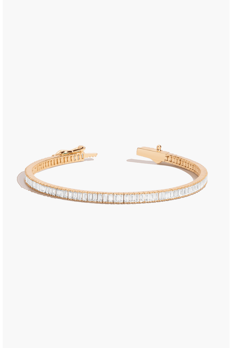 Lab Grown White Sapphire Baguette Tennis Bracelet - 6ct, Main, color, Yellow Gold Vermeil