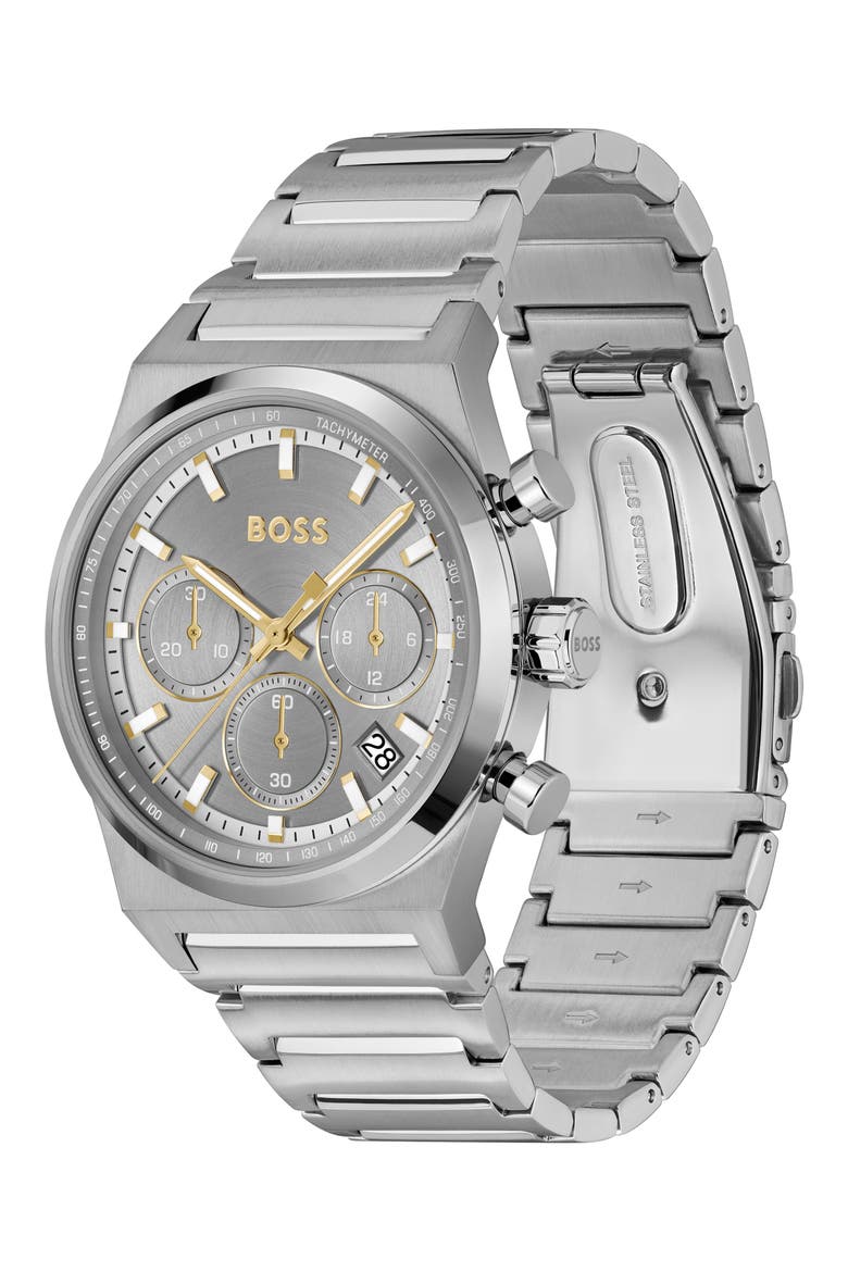 Candor Chronograph Bracelet Watch, 41mm, Alternate, color, GRAY