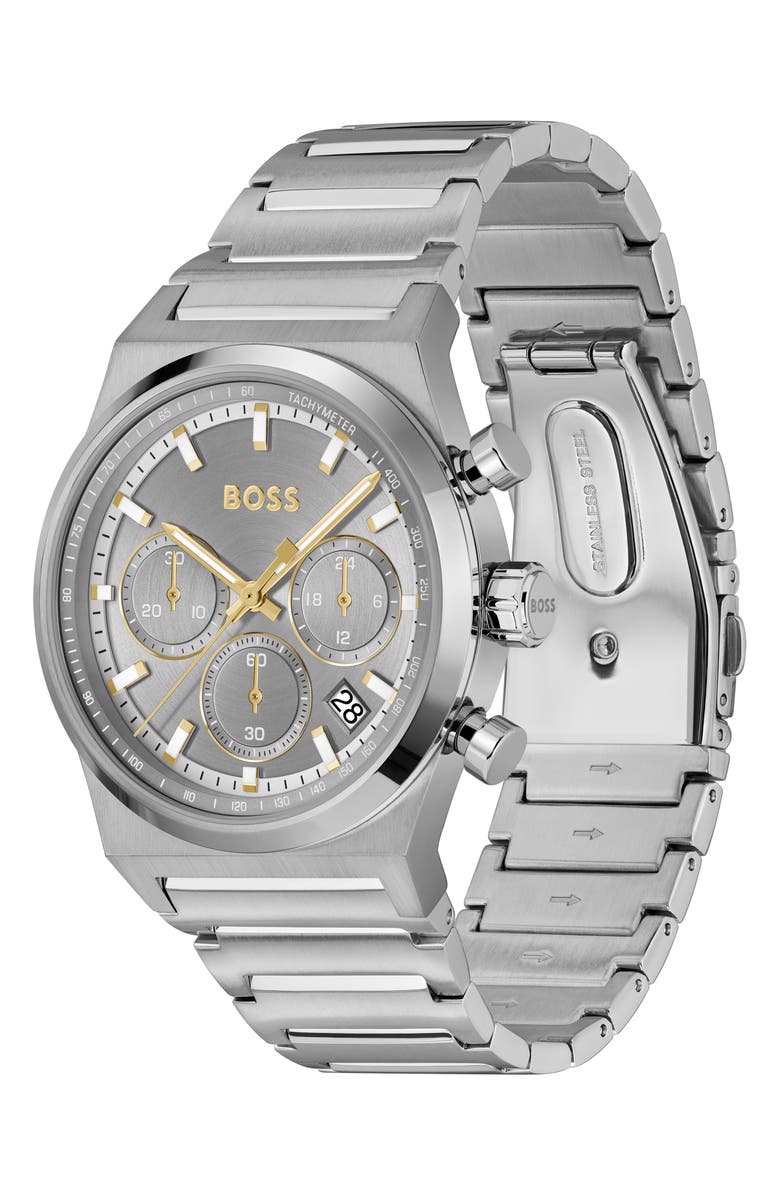 BOSS Candor Chronograph Bracelet Watch, 41mm, Alternate, color, Gray
