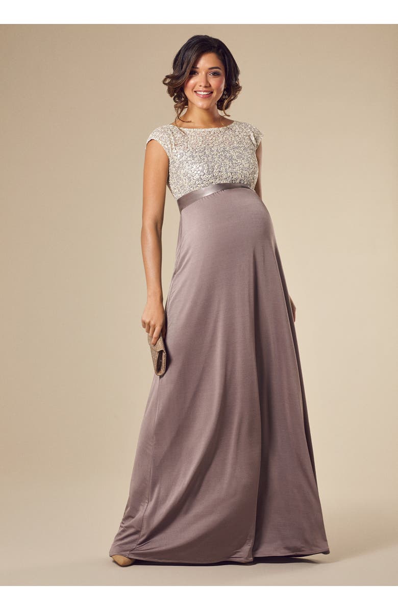 Tiffany Rose Maternity Mia Maternity Gown, Alternate, color, Dusky Truffle